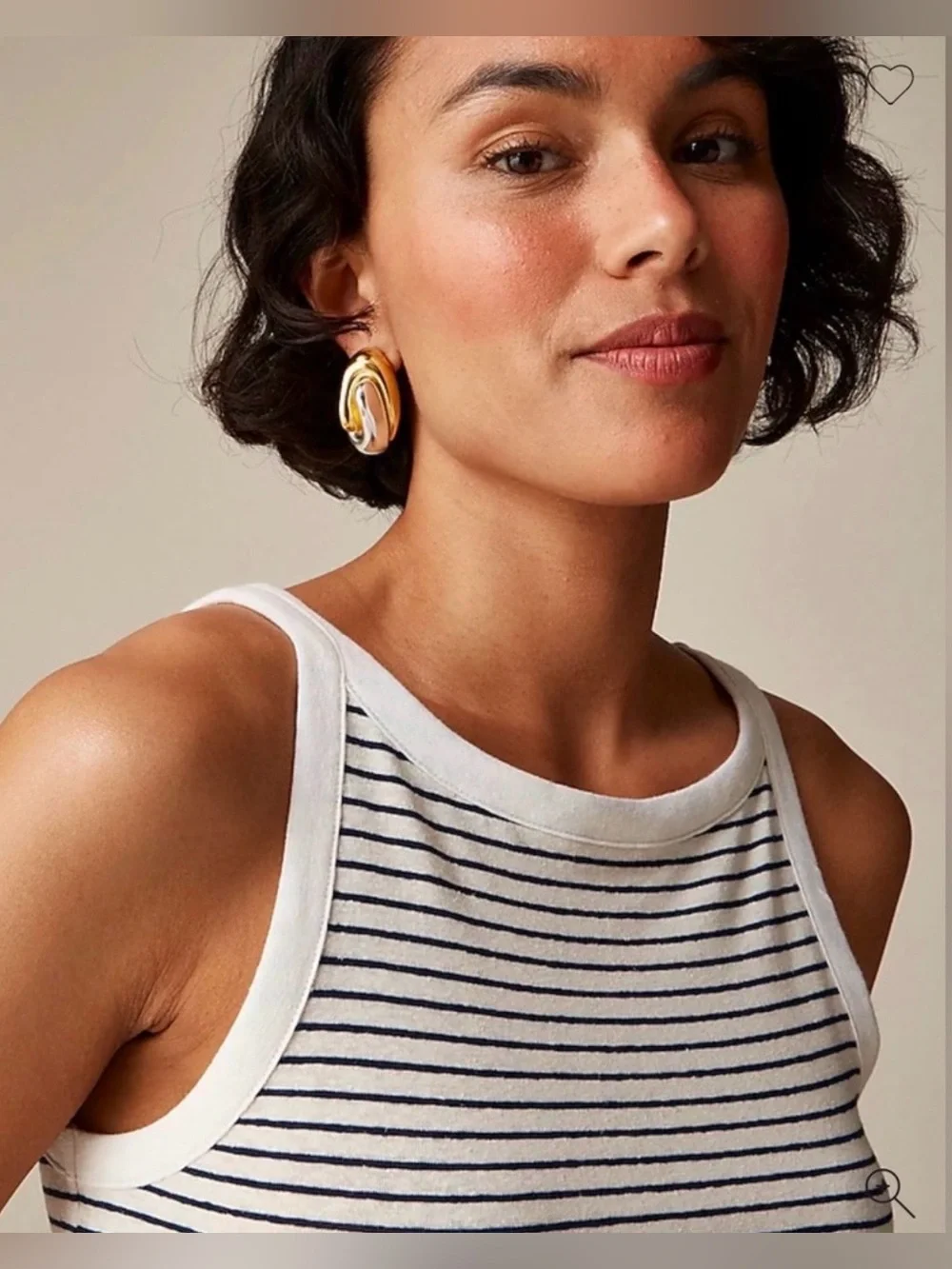 J.Crew High-neck tank top in striped stretch linen blend